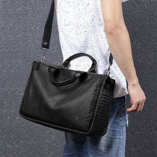 Men's Innovative Versatile Business Sheepskin Woven Men's Briefcases