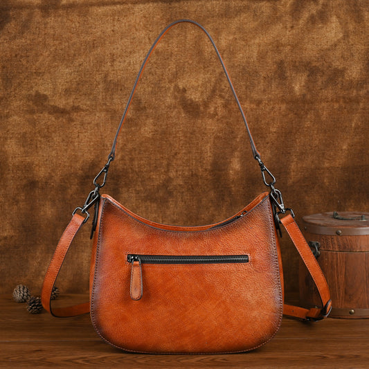 Women's Retro First Layer Cowhide Fashion Underarm Armpit Bags