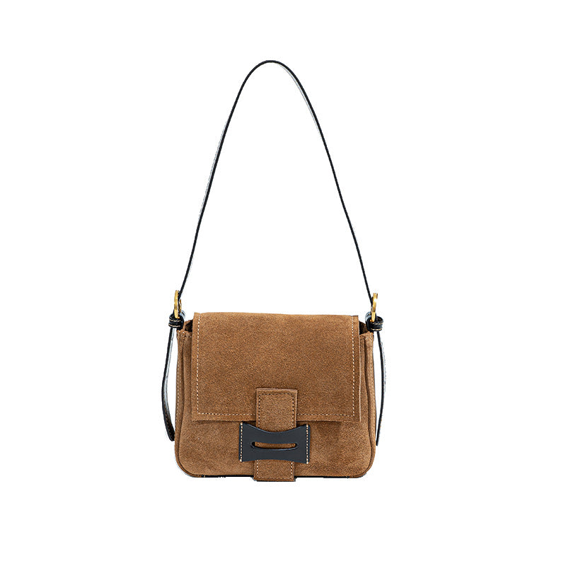 Matte Leather Cowhide Fashion Retro Commuter Small Square Bags
