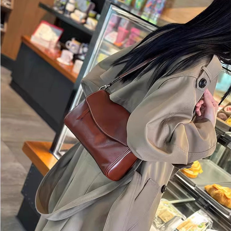 Women's Large Capacity Underarm First Layer Cowhide Shoulder Bags