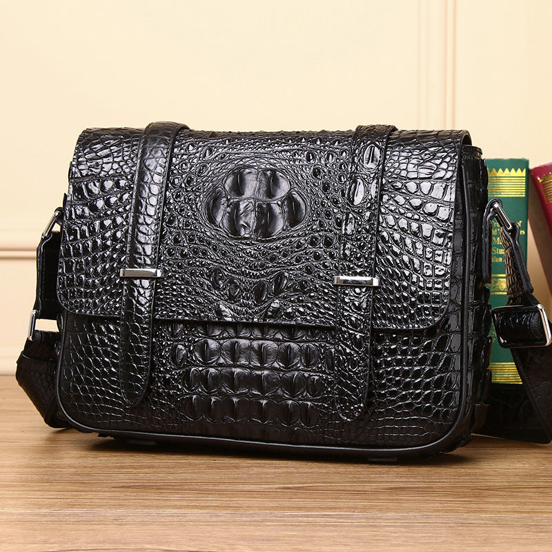 Men's Simple Cambridge Genuine Leather Crocodile Pattern Men's Messenger Bags