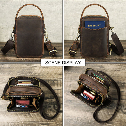 Men's Retro Crazy Horse Leather Niche Trendy Men's Messenger Bags
