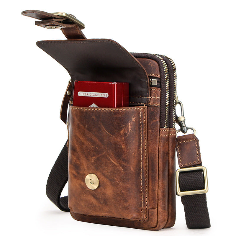 Men's Black Angel Retro Crazy Horse Leather Fashion Men's Messenger Bags
