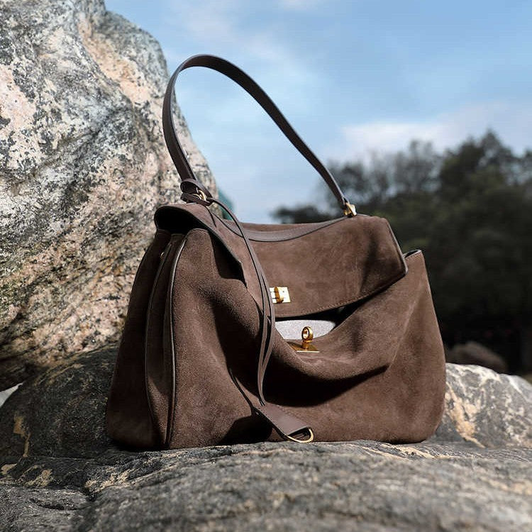 Frosted High-grade Suede Kelly Retro Portable Bags