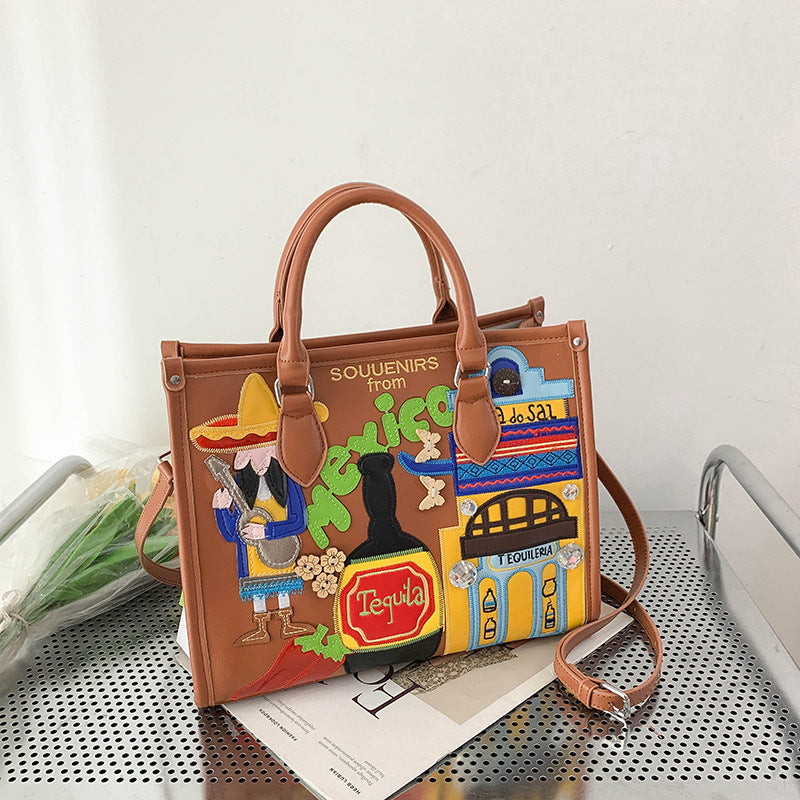 Women's Large Capacity Retro Portable Niche Embroidered Crossbody Bags