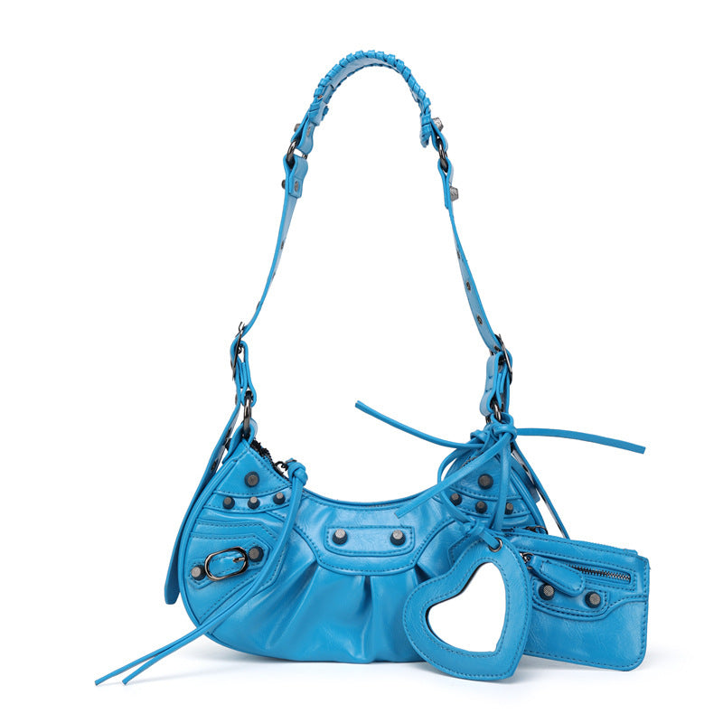 Motorcycle Three-in-one Crocodile Rivet Underarm Selenodont Shoulder Bags