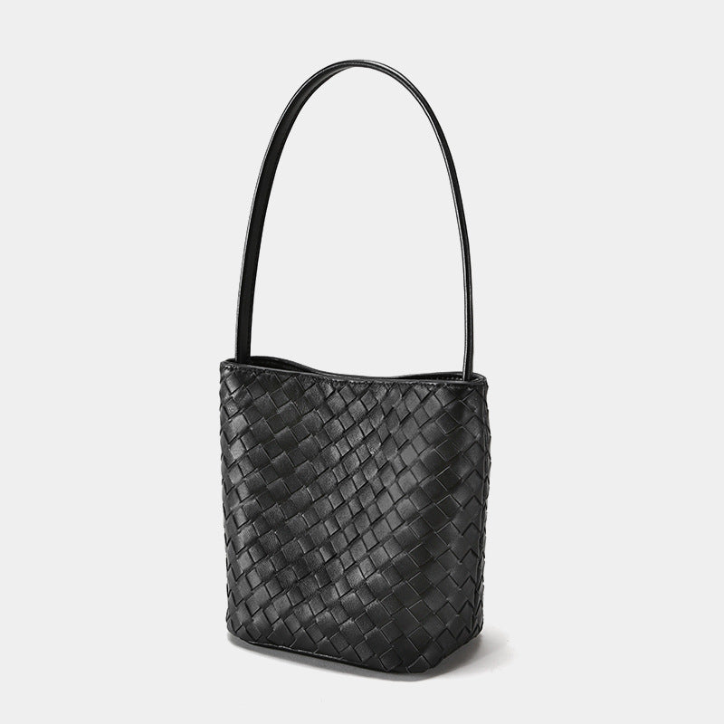 Sheepskin Hand-woven Retro Commuter Niche Korean Bucket Bags
