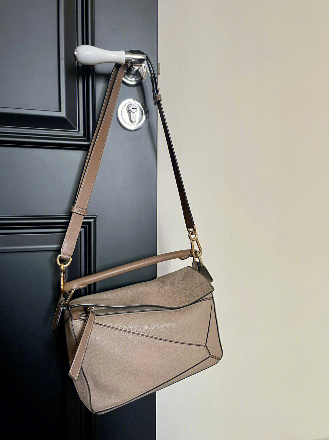 Women's Stitching Geometric Mini Genuine Leather Soft Bags