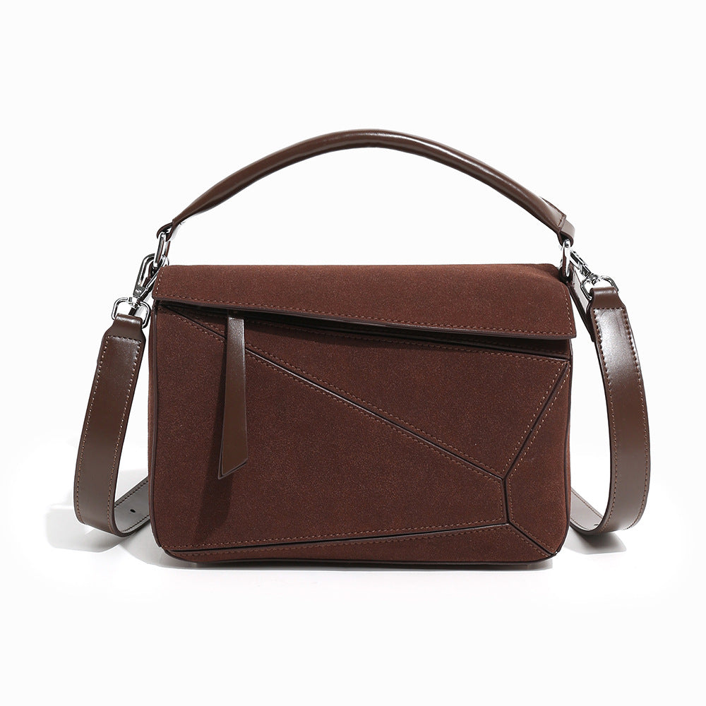 Women's Simple Portable Geometric Frosted Stitching Large Handbags