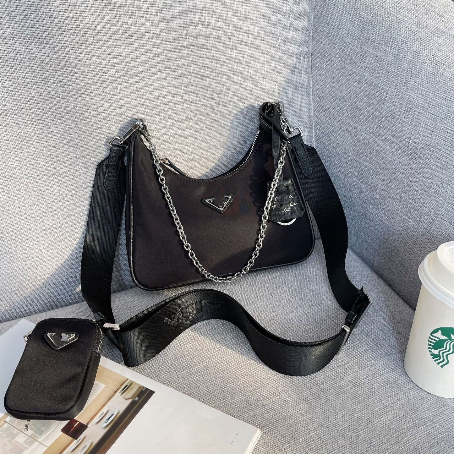 Women's Three-in-one Nylon Underarm High Sense Niche Water-repellent Crossbody Bags