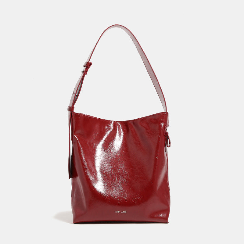Design Oil Wax Leather Hobo Red Tote Bags