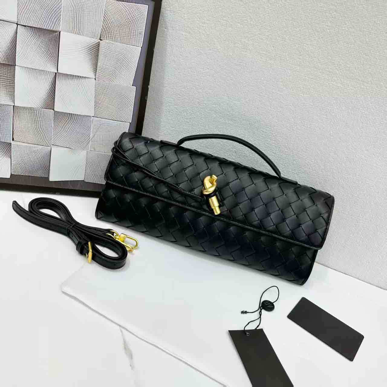 Women's Genuine Leather Baguette Woven Underarm Niche Backpacks