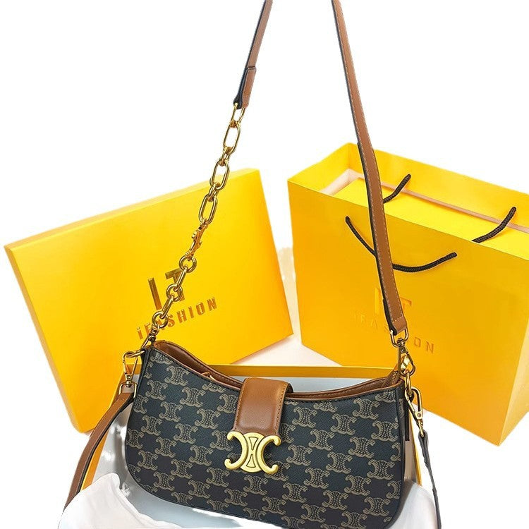 Women's Arc Underarm Genuine Leather Retro Chain Shoulder Bags