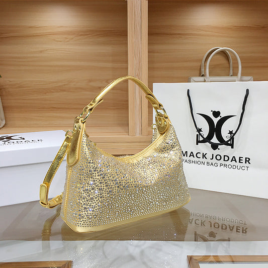 Women's French Entry Lux Portable Rhinestone High-grade Tote Bags
