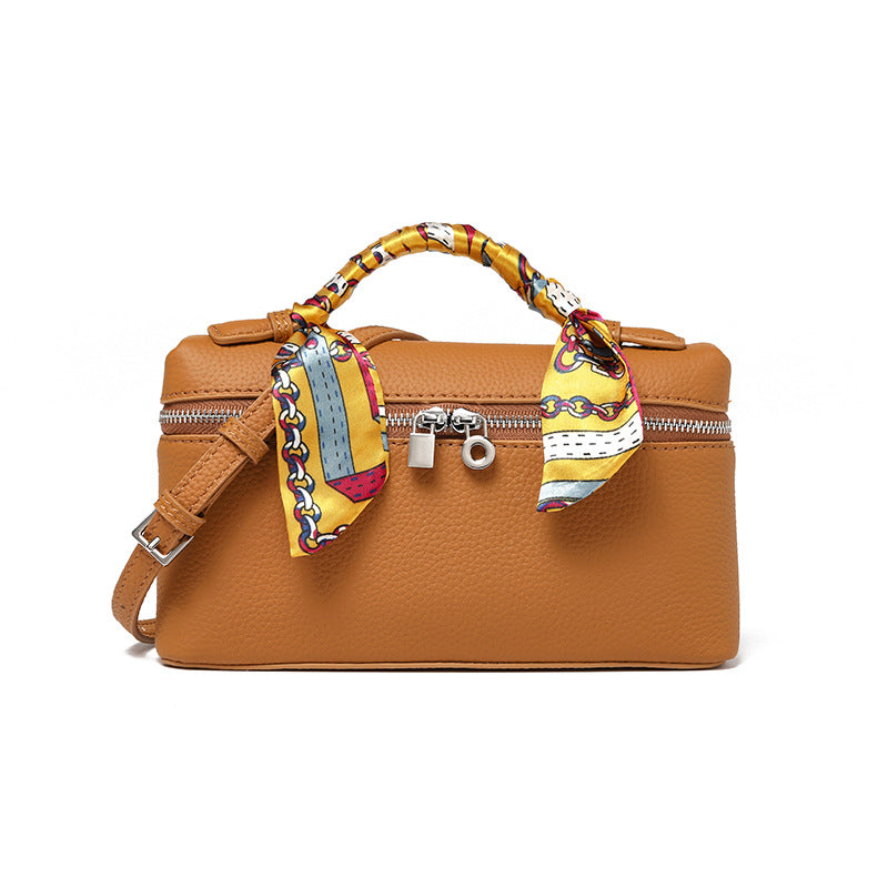 Women's Leather Temperament Lunch Box First Layer Small Square Bags
