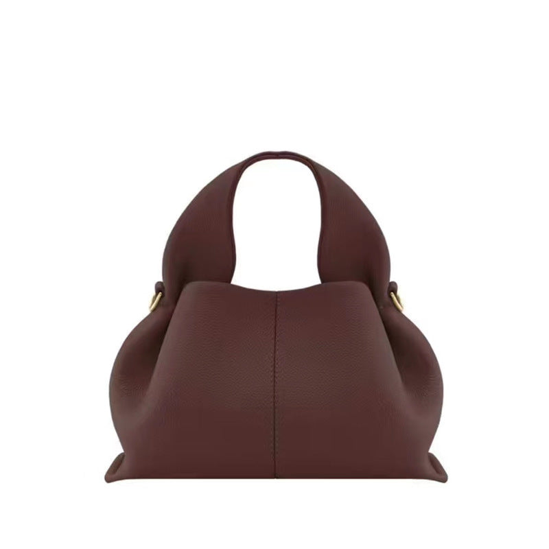Women's First Layer Cowhide Dumpling French Niche Minority Handbags