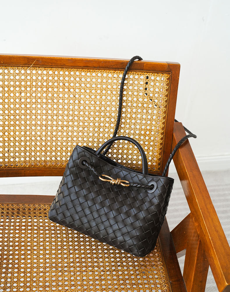 Woven Metal Bends Hitches Authentic Leather Weave Large Capacity Armpit Bags