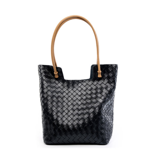 Women's Fashion Woven Large Capacity Simple Leather Tote Bags