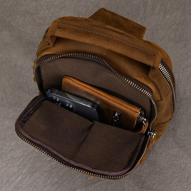 Men's Crazy Horse Leather Leisure Cowhide Bags