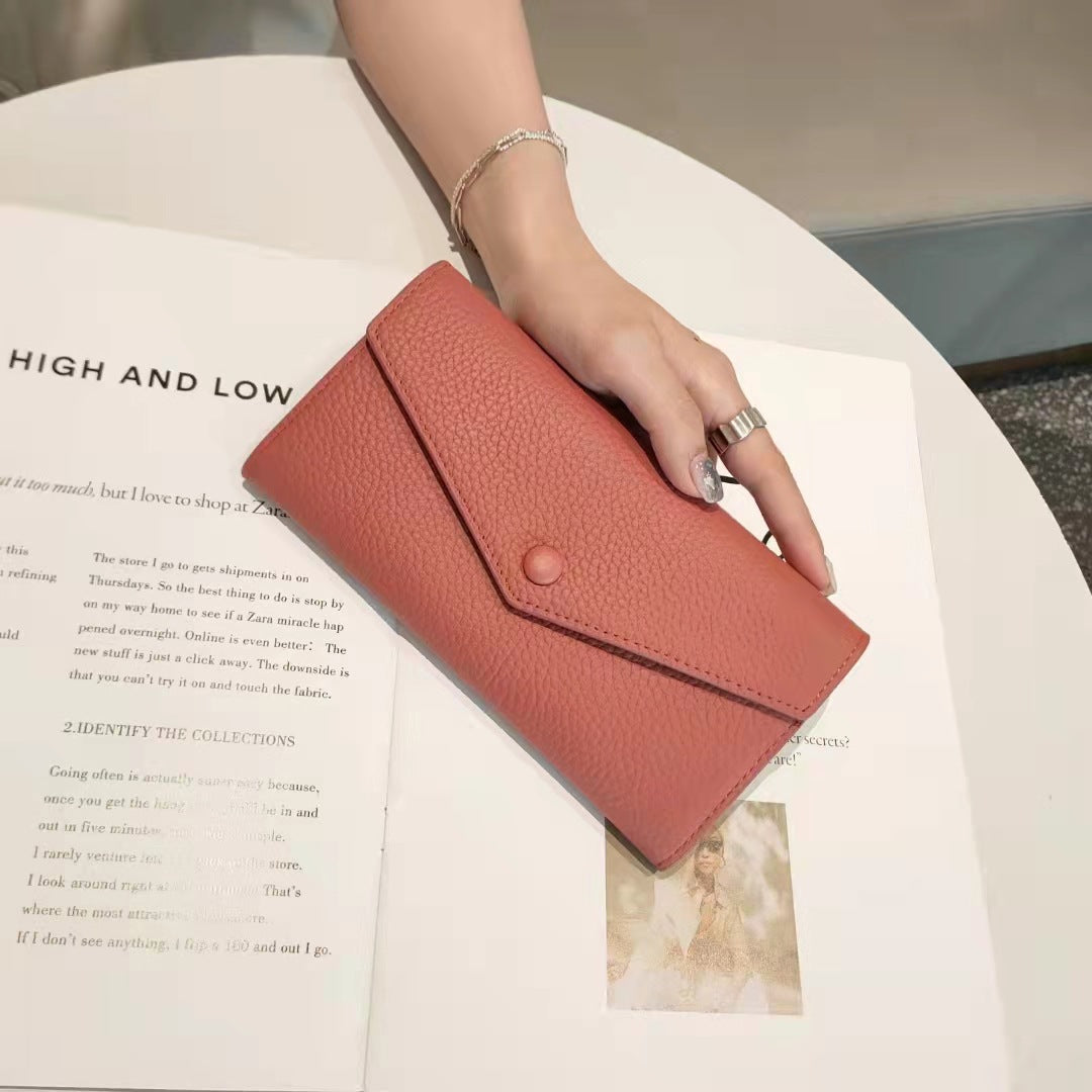 Trendy Attractive Cowhide Multiple Slots Zipper Handbags