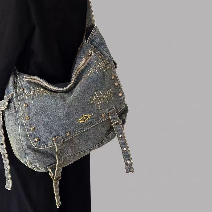Retro Street Denim Canvas Large Capacity Shoulder Bags