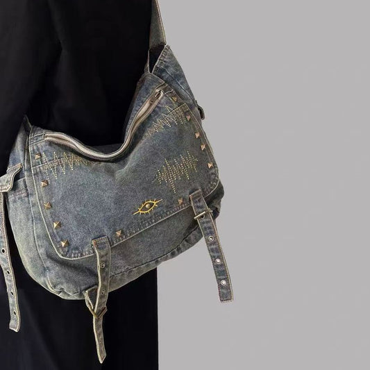 Retro Street Denim Canvas Large Capacity Shoulder Bags