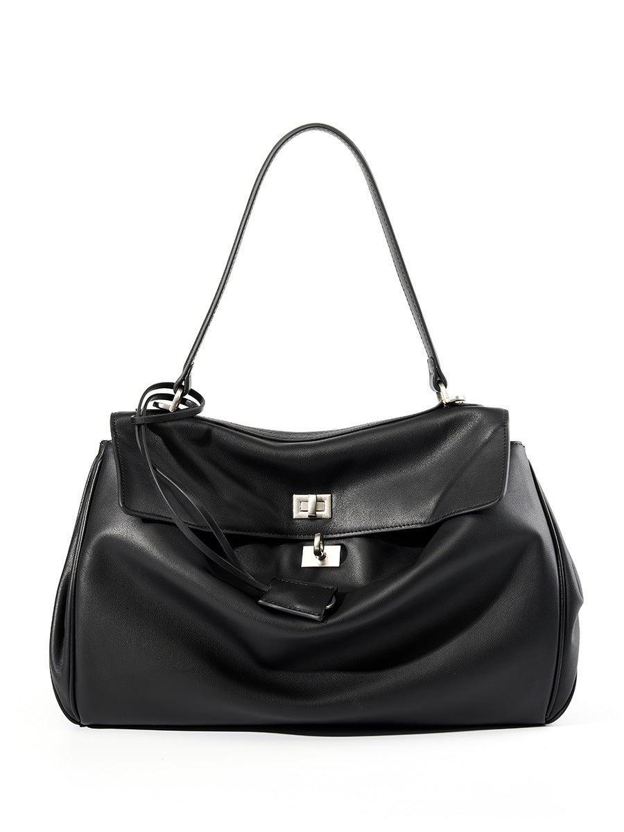 Large Capacity Leather Smooth Commuter Underarm Tote Bags