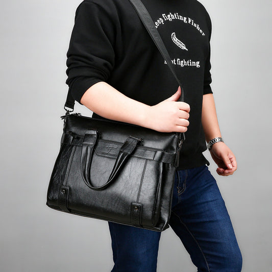 Men's Kangaroo Leather Business Horizontal Vertical Cowhide Men's Shoulder Bags