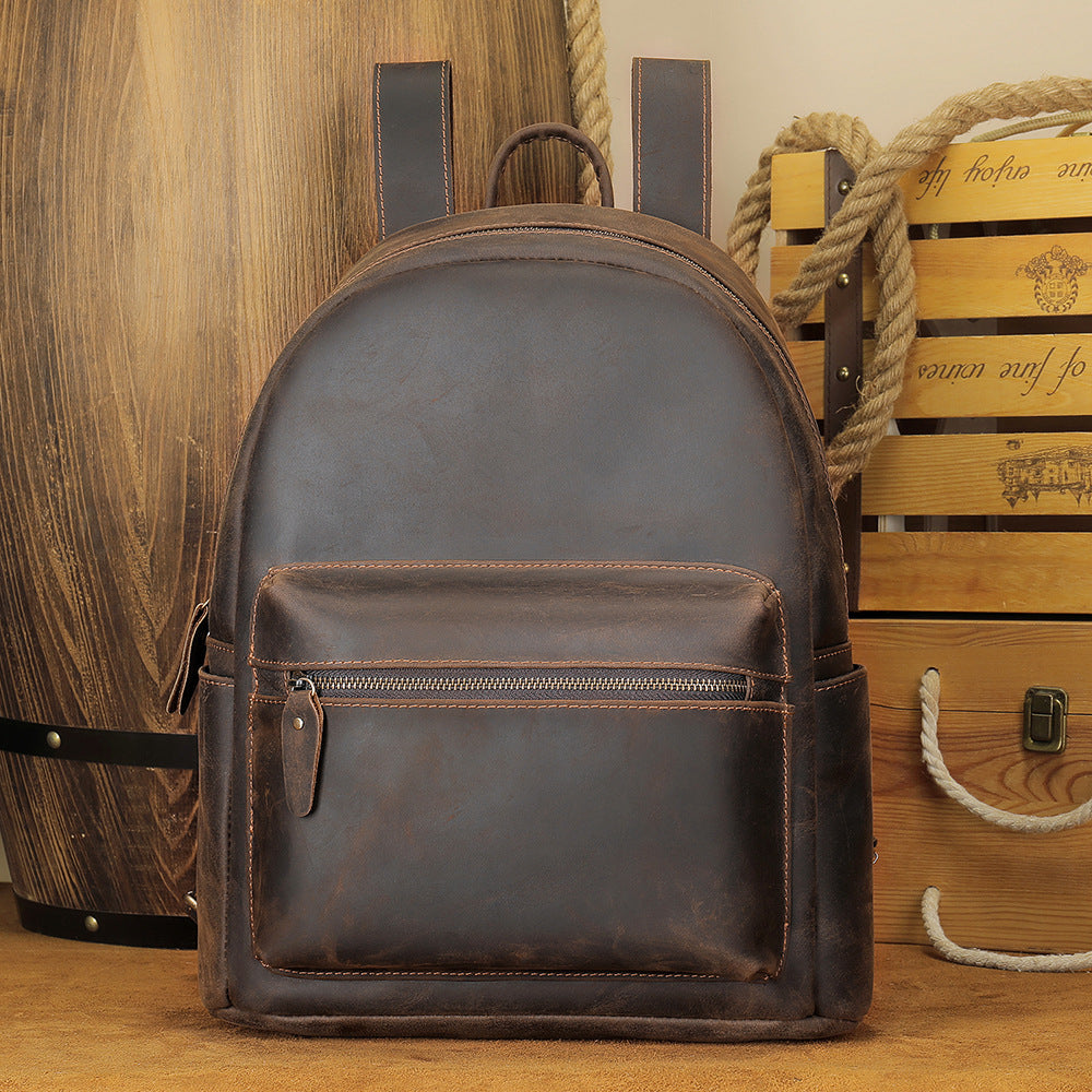 Men's Leather Retro Cowhide Crazy Horse Business Backpacks