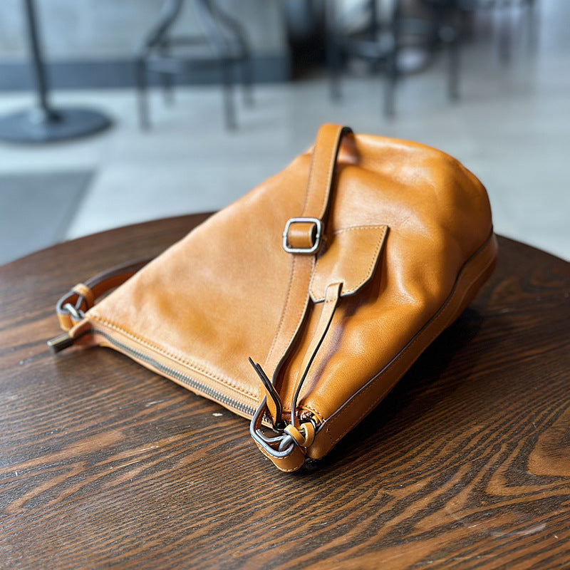 Women's Leather For First Layer Cowhide Retro Bucket Bags