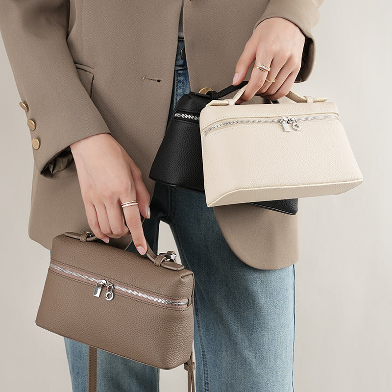 Women's Yan First Layer Cowhide Lunch Box Shoulder Bags