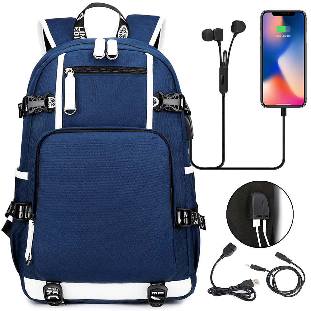 Women's & Men's & One Distribution Preferred Earphone Leisure Middle School Students' Schoolbags