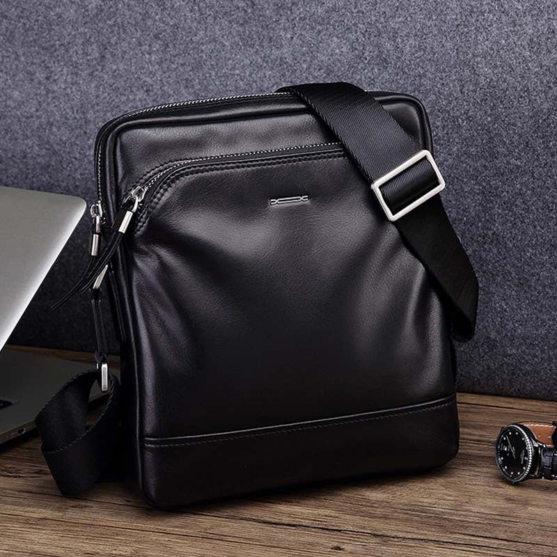 Men's First Layer Cowhide Leather Horizontal Business Men's Shoulder Bags
