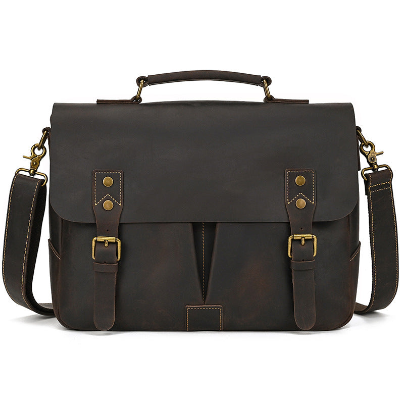 Men's Retro Crazy Horse Leather Commuter Shoulder Bags