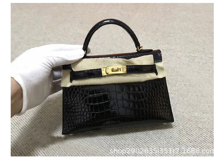Women's Crocodile Pattern Kelly Mini Second Generation Shoulder Bags
