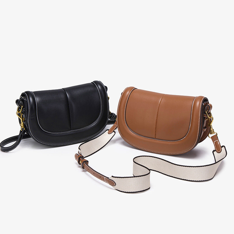 Women's Spanish Saddle Magnetic Snap Flap Thread Crossbody Bags