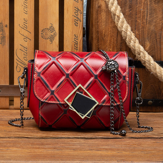 Women's Retro First Layer Cowhide Authentic Leather Tactile Crossbody Bags