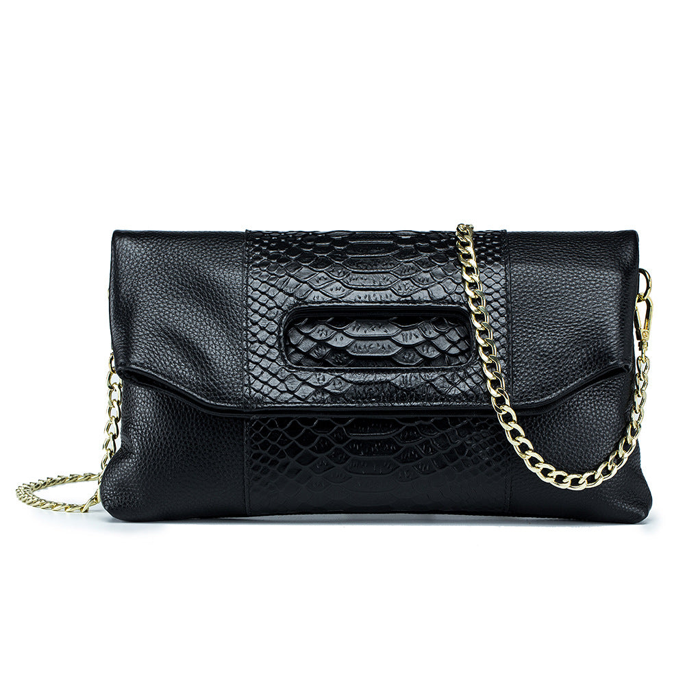 Women's Folding Envelope Clutch Leather Versatile Cowhide Shoulder Bags
