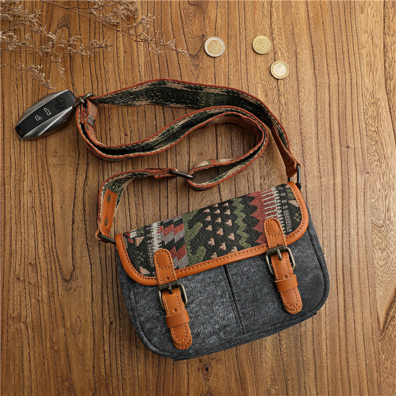 Women's Retro Ethnic Style Embroidered Design Canvas Crossbody Bags