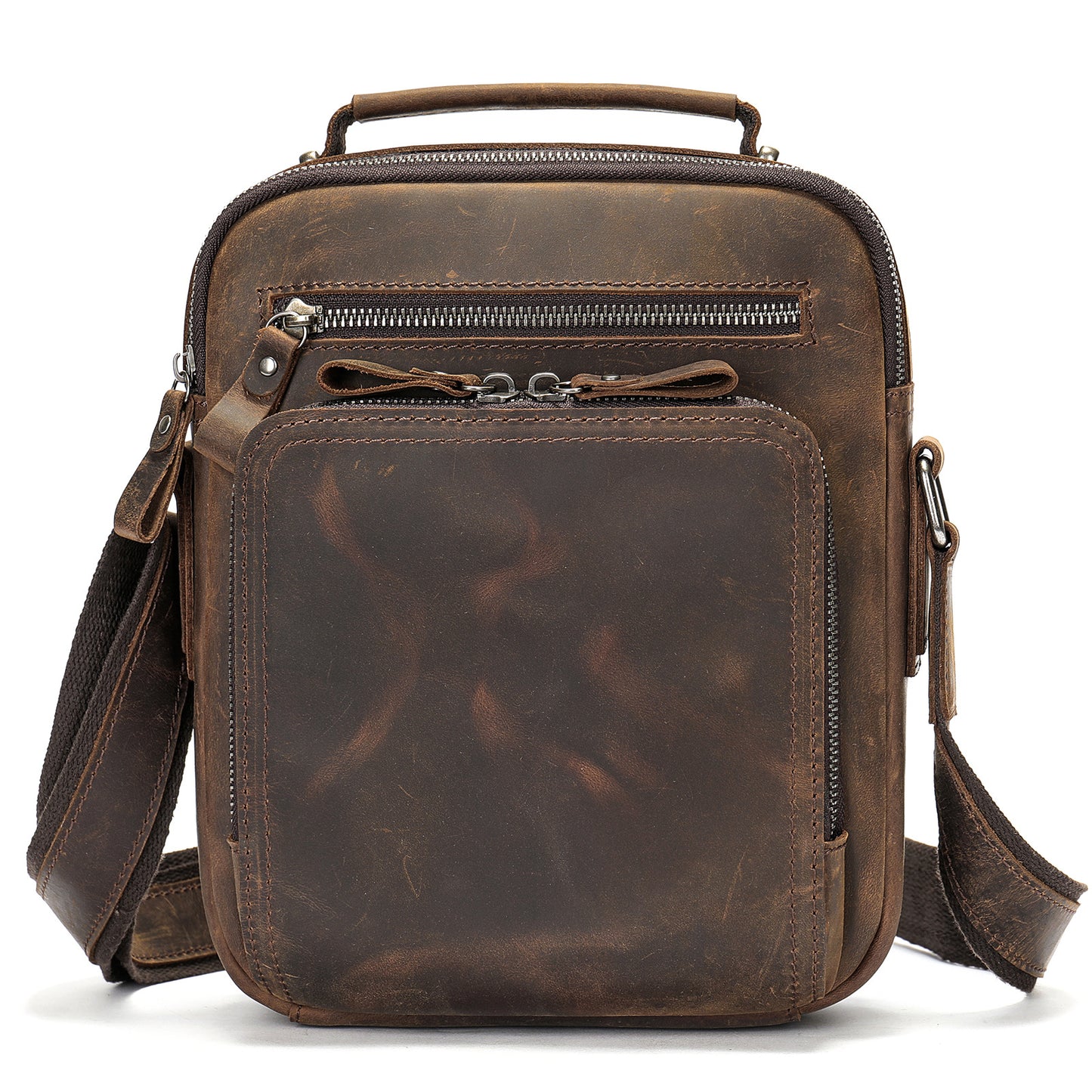Men's Leather Crazy Horse Business Large Capacity Men's Messenger Bags