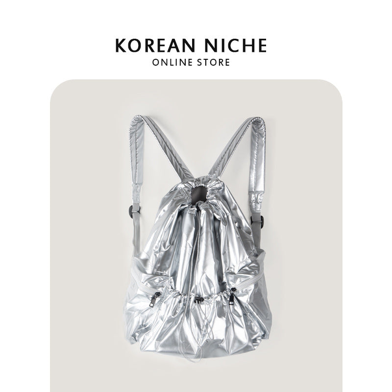 Sier Large Capacity Niche Pleated Drawstring Backpacks
