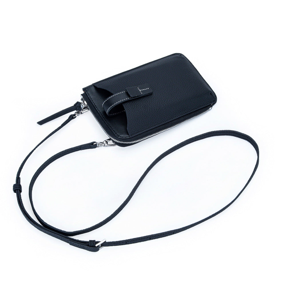 Women's Genuine Leather Fashion Contrast Color Mobile Large Capacity Phone Bags