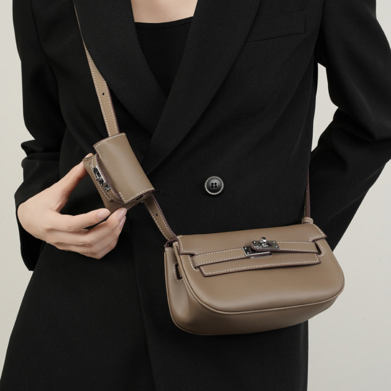 Women's Elegant Leather Mini Oblique Saddle Crossbody Bags