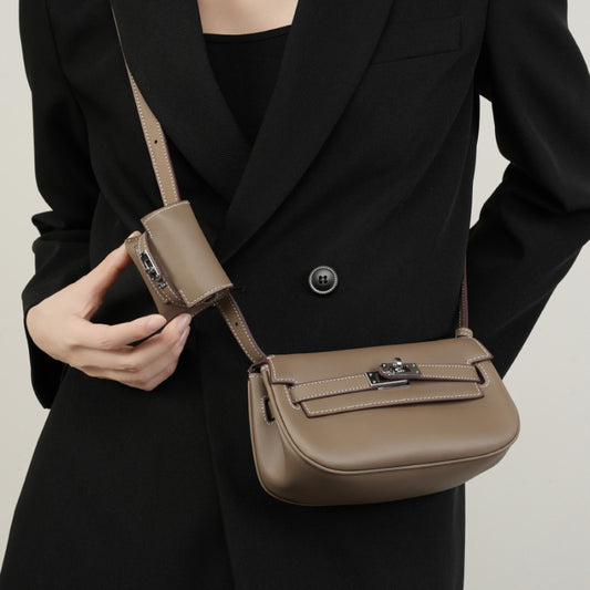 Women's Elegant Leather Mini Oblique Saddle Crossbody Bags