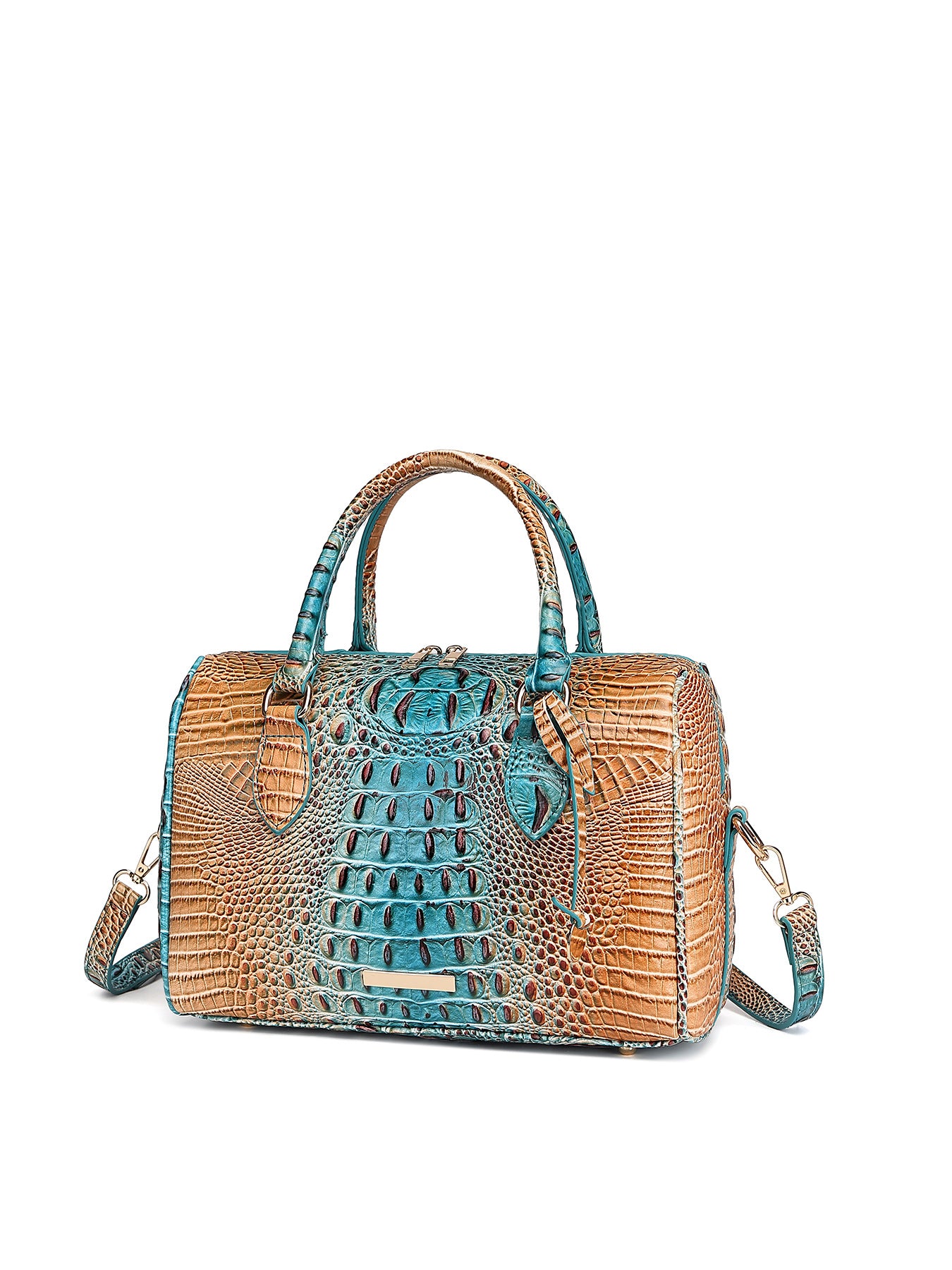Women's Portable Underarm Vintage Brahmin Crocodile Pattern Handbags