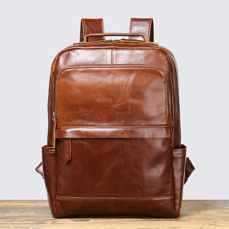 Women's & Men's Retro First Layer Cowhide Leather Computer Backpacks