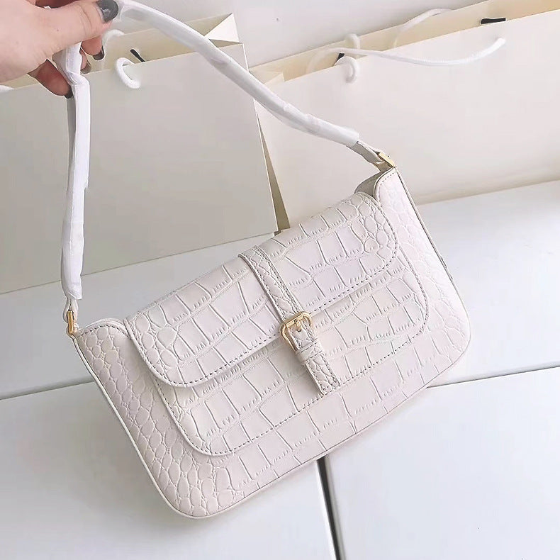 Women's Crocodile Pattern Baguette Underarm Niche Genuine Handbags