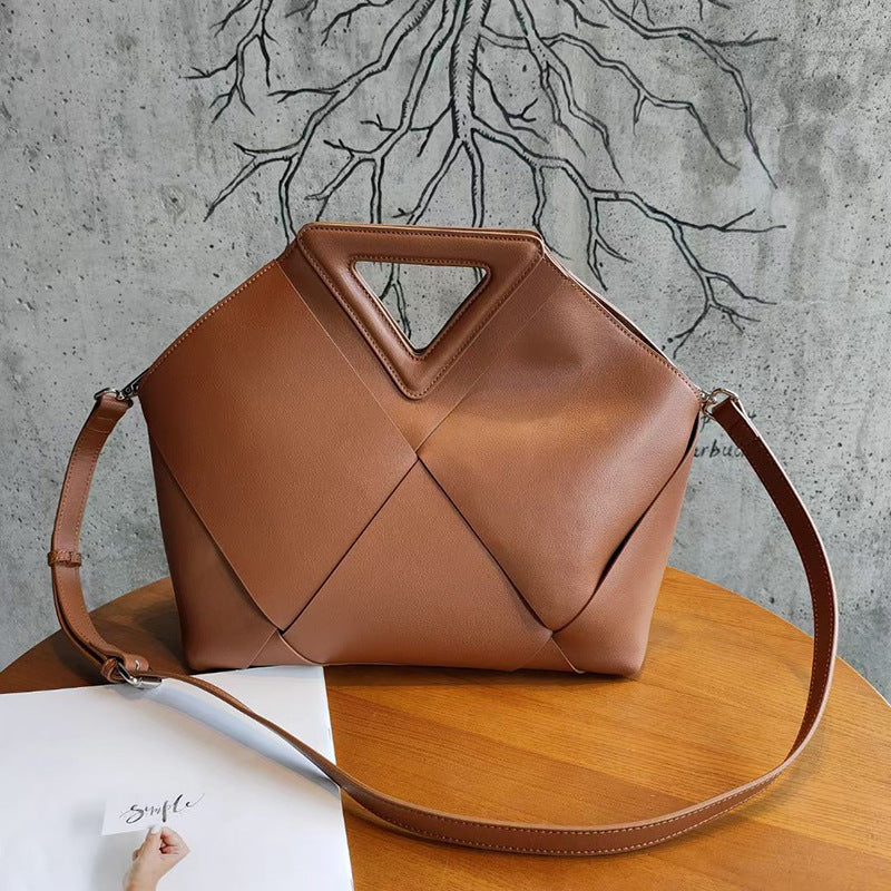 Women's Big Leather Large Capacity Woven Fashion Shoulder Bags