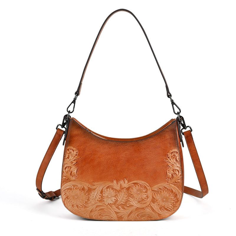 Women's Retro First Layer Cowhide Fashion Underarm Armpit Bags