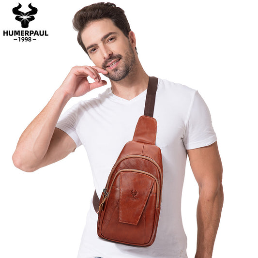 Men's Paul First Layer Cowhide Genuine Leather Men's Chest Bags